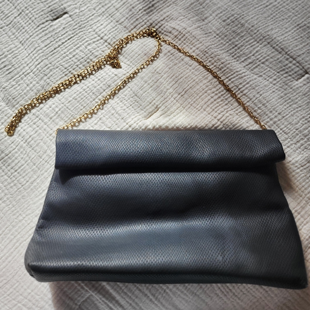 Bundle Of 3 Evening Bags - Black Faux Leather & Rose Gold Satin